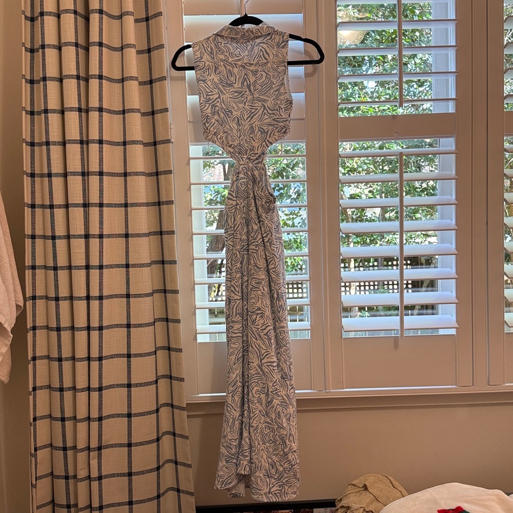 Chic Backless Blue Patterned Dress - image 2